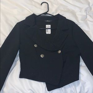 Black sparkle crop blazer